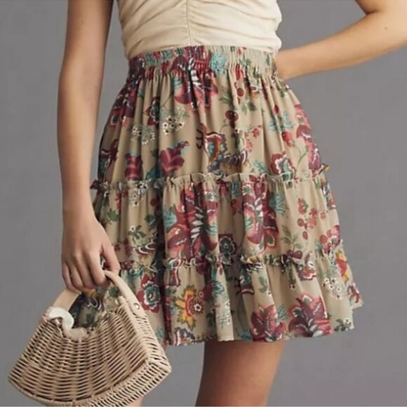 NWT Anthropologie Let Me Be Chiffon Mini Skirt Size M - Picture 2 of 11